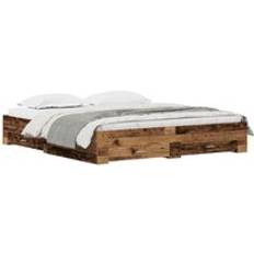 vidaXL with Drawers Old Wood 180x200 cm Frame Bed