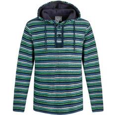 Weird Fish Payson Striped Macaroni Button Neck Hoodie - Blue