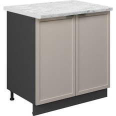 Meubles de Cuisine Vicco Spülenunterschrank Fame-Line AP Marmor - Grau Beige/Anthrazit