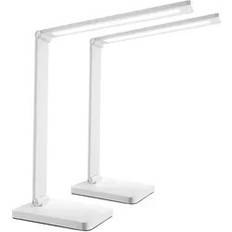 tectake Skrivbordslampa Novaly LED Dimbar Vikbar 5W Vit Uppsättning 2 Bordslampa