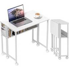 Homcom 80 cm Foldable Computer on Wheels Writing Desk