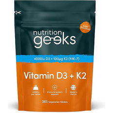 Nutrition Geeks Vitamin D3 4000 iu K2 MK7 100 Year Tablets