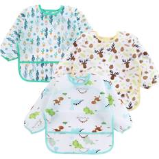 PandaEar 3 Pack Baby Weaning Bibs with Sleeves