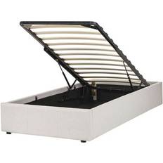 90cm Frame Beds Beliani Single Size 3ft Storage Light Beige Frame Bed