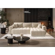 Fun-Möbel Ecksofa Schlafsofa Camila Stoff Monolith Creme Divano 210cm