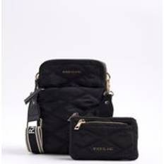 Women Messenger Bags River Island Womens Quilted Messenger Bag And Purse Bundle - Black