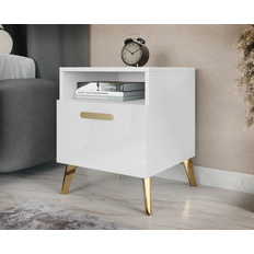 Guld Sängbord Mirjan24 Akihiko 40 cm Beige Sängbord