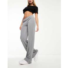 Monki Super Soft Wide Leg Trousers - Light Grey
