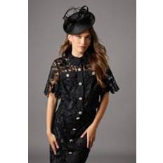 Florals Shirts Coast Lace Pearl Button Shirt Occasion Tops - Black