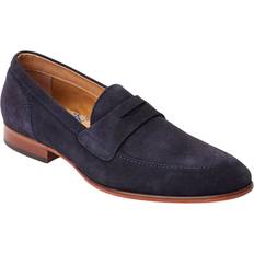 Base London Mens Bruno Leather Penny Loafers - Navy