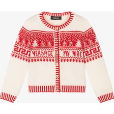 Wool Cardigans Children's Clothing Versace Girls Ivory Red Fair Isle Wool Cardigan - Ivory/Red