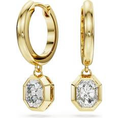 Swarovski Gold Earrings Swarovski Octagon Drop Earrings 18K Yellow Gold - White