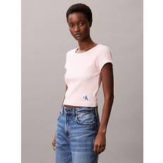 Calvin Klein Rosa Överdelar Calvin Klein Cotton Stretch Rib Baby Tee - Pink
