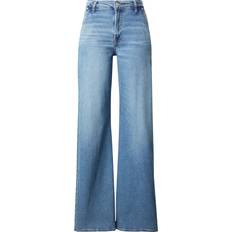Bomuld Højtaljet Brede Ben Jeans - Blå