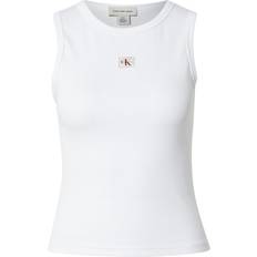 Calvin Klein Dam Linnen Calvin Klein Cotton Stretch Rib Tank Top - White