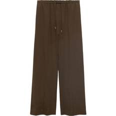 Mango Linenblend Elastic Waist Trousers - Brun