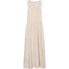 Flared Dress In Combined Fabric - Ecru