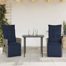 vidaXL Reclining Garden Chairs 2 Pcs Grey Poly Rattan