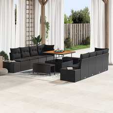 Metal Modulsofaer Havemøbler vidaXL 11 Delt Have Sofa Sæt Med Puder Sort Modulsofa