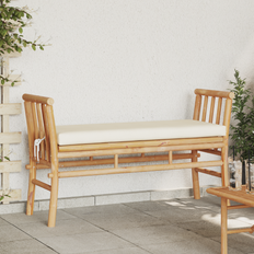 vidaXL Bänk för Trädgården med Dyna 110 cm av Bambu Trädgårdsbänk