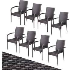 Casaria Polyrattan Stacking Garden Chair Set 8 Brown