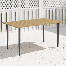 Outdoor Dining Tables OutSunny Alfresco Garden Dining Table for 6 Person with Parasol Hole Brown