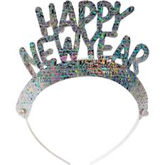Silver Huvudbonader Hisab Joker Diadem Happy New Year Silver Tiaror 6-Pack