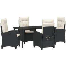 VidaXL Plaster Matgrupper vidaXL 5-Delat Trädgårdsdining Set Med Kuddar Svart Poly Rattan Matgrupp, 1 Bord inkl. 4 Stolar