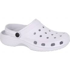 Slip-On - White Clogs Dek L688 Ladies Classic Lightweight Swing Bar Slip On Slides Perforated Swing Bar Sandal - White