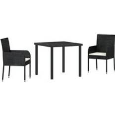 Dyna - Rektangulär Matgrupper vidaXL 7-Delade Trädgårdsdining Set Med Kuddar Grå Poly Rattan Matgrupp