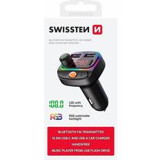 FM-sendere Swissten RGB Bluetooth FM Transmitteris 2x USB USB-C