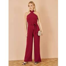 Red Jumpsuits & Overalls Yumi Cross Over Halterneck Jumpsuit - Burgundy