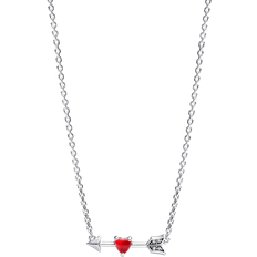 Red Necklaces Pandora Arrow Murano Glass Heart Necklace - Sterling Silver/Cubic Zirconia/Red