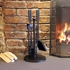HomeZone Fireplace Companion Set Brush Shovel Tongs Poker