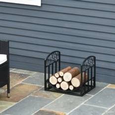 Black Firewood Baskets OutSunny Iron Arched Log Rack Black