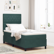 90 cm - Grøn Rammesenge vidaXL Boxfjeder Seng Med Madras LED Mørkegrøn 90x190 cm Rammeseng