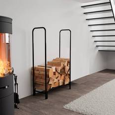 Metal Log Storage Rack Black 120cm