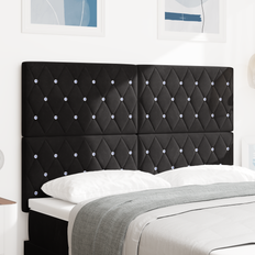 vidaXL Med Kristallknappad Knäppning Svart 140 cm Sänggavel
