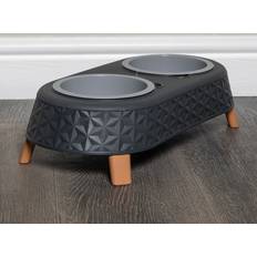 Pets Dakota Fields Grey Plastic Raised Double Pet Bowl Feeding Station