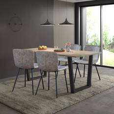 Dudley Dinning Table 180cm With 4 Grey Leather Effect Chairs