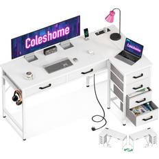 Coleshome 126cm Computer Corner with Fabric Drawers Writing Desk