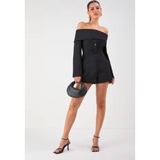 Jumpsuits & Overalls Misspap Fold Over Detail Button Playsuit - Black