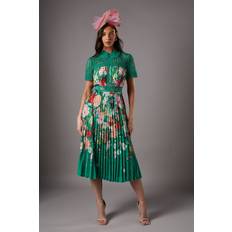 Green - Midi Dresses Coast Lisa Tan Lace Pleated Printed Midi Dress - Green