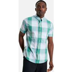 Ben Sherman Shirts Ben Sherman Mens Multicolour Overcheck Short Sleeve Shirt - Green