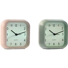 Rosa Bordsklockor Home ESPRIT Pink Mint Set 2 Units Table Clock