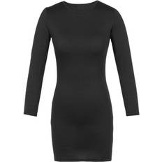 Sodial Plain Short Dress Long Sleeve - Black