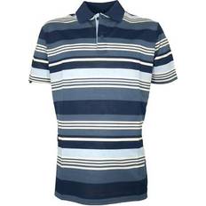 Paul & Shark Logo Polo T Shirt Short Sleeve Multi Stripe Navy