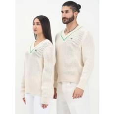 Herre - Tennis Sweatere Lacoste V-hals Sweater Sommerkollektion Uld - Beige