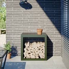 Firewood Baskets vidaXL Firewood Rack Green 60x40x60 cm Steel