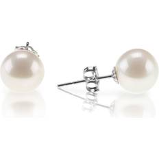 18K Gold Plated Sterling Silver Pearl Earrings - 8mm